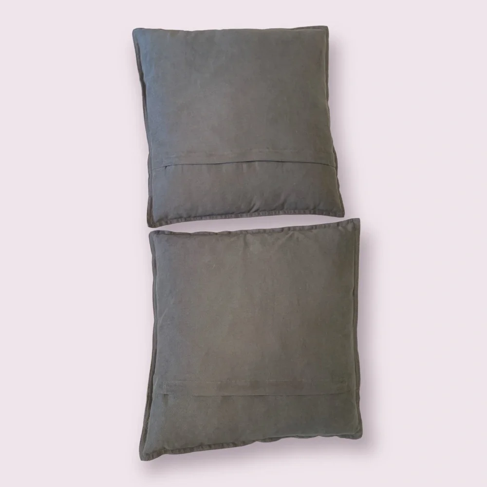 2 Stone Gray Throw Pillows